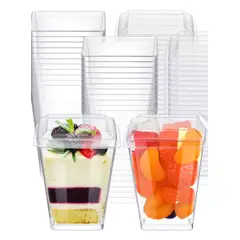 GENERICO - Vaso O Pocillo Acrílico 150ml Con tapa X 50 Unidades
