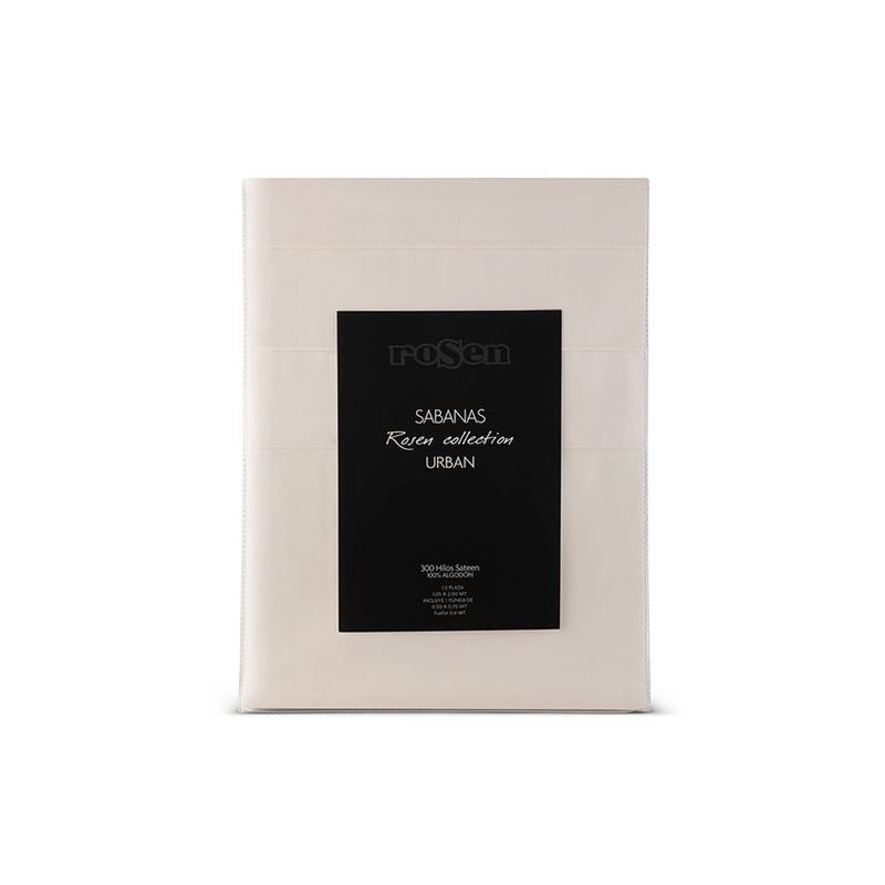 ROSEN - Sábana Rosen 300 Hilos Algodón Lisa Ivory 1,5 Plazas