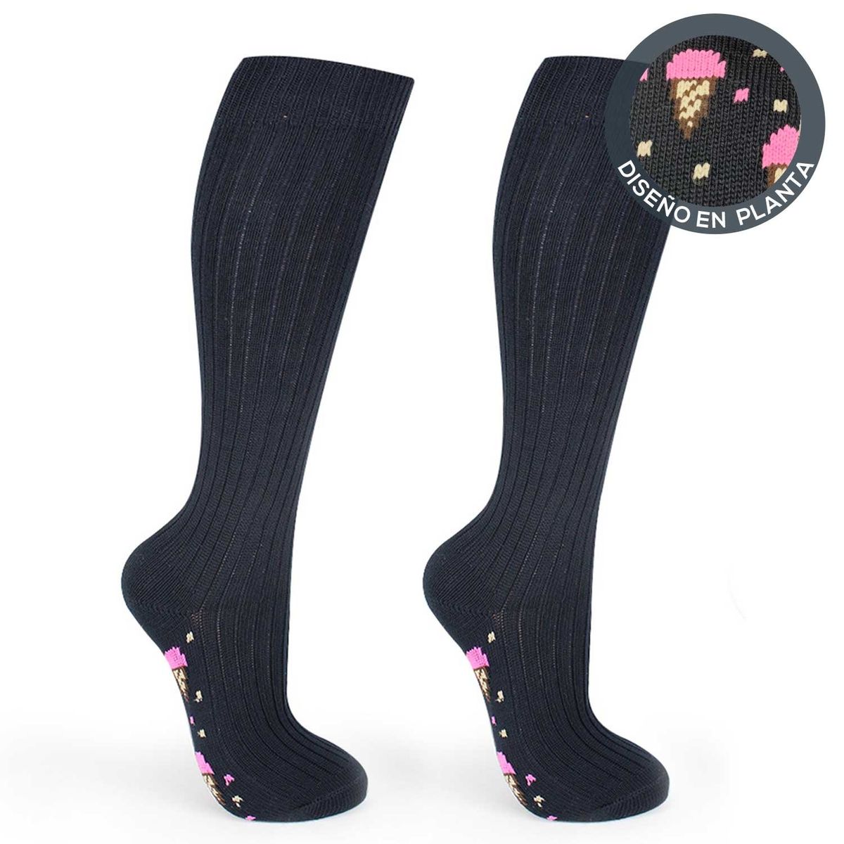 MONARCH - Calceta Algodón Diseño Bi-Pack Escolar Azul Monarch