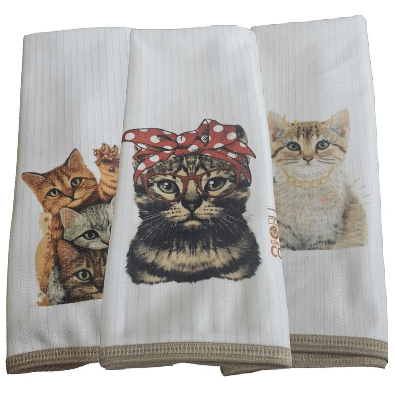 DCOBRE - PAÑO DE LOZA  ABSORBENTE 3 UNIDADES MODELO GATO  EN COBRE