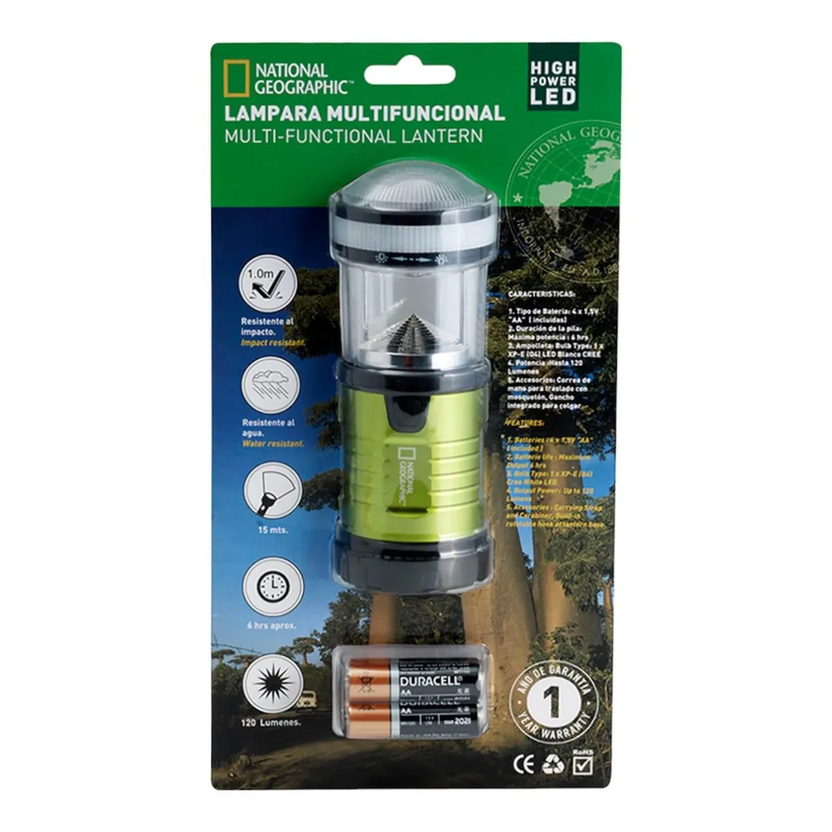 NATIONAL GEOGRAPHIC - Mini Lampara Camping Verde 120 LM National Geographic