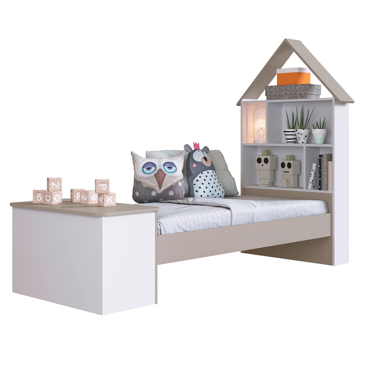 KIDSCOOL - Cama Infantil Baúl Estante Casita Amore Kidscool