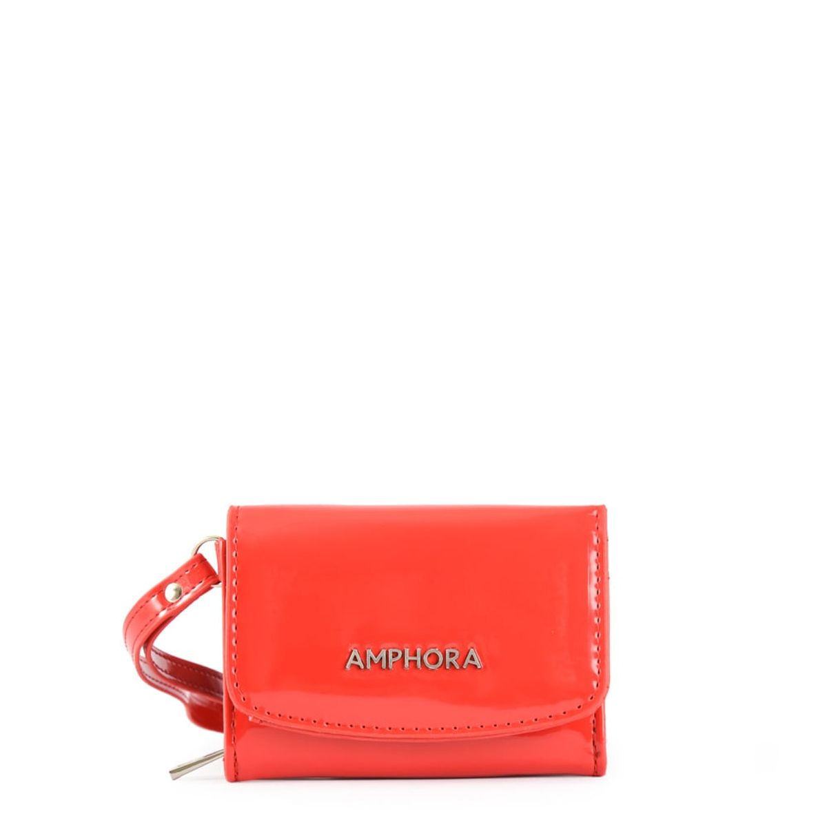 AMPHORA - Billetera Cierre Exterior Pequeña Cou Rojo Tomate