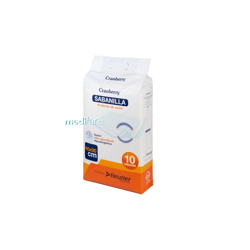 CRANBERRY - Sabanilla Protector Cama Ultra Absorbente Cranberry  60*90cm * 10 Unds.