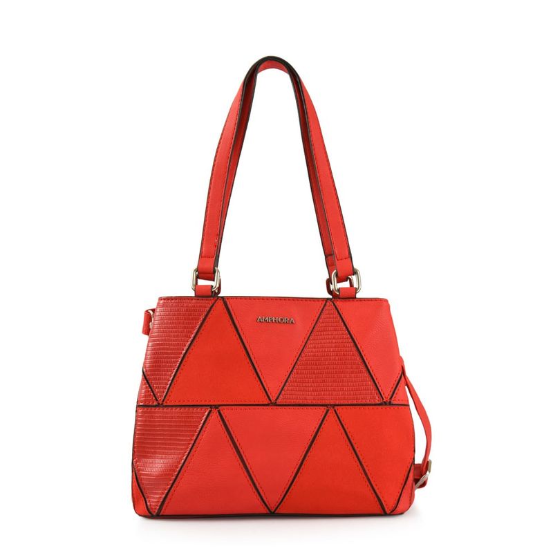 AMPHORA - Cartera Dos Asas Tres divisiones Mediana Gardenia Rojo