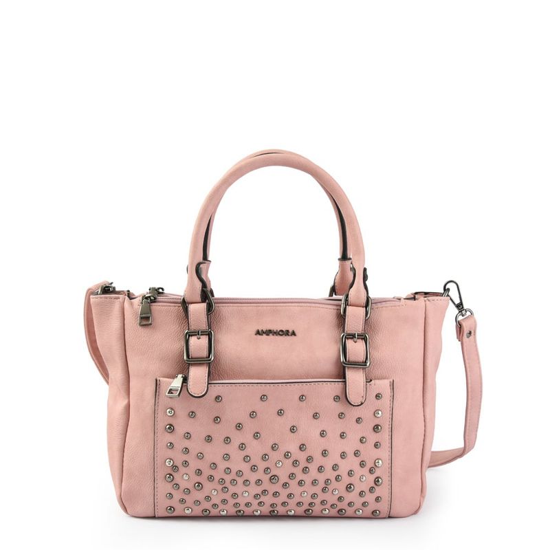 AMPHORA - Cartera Dos Asas Tres divisiones mediana lelaina rosado