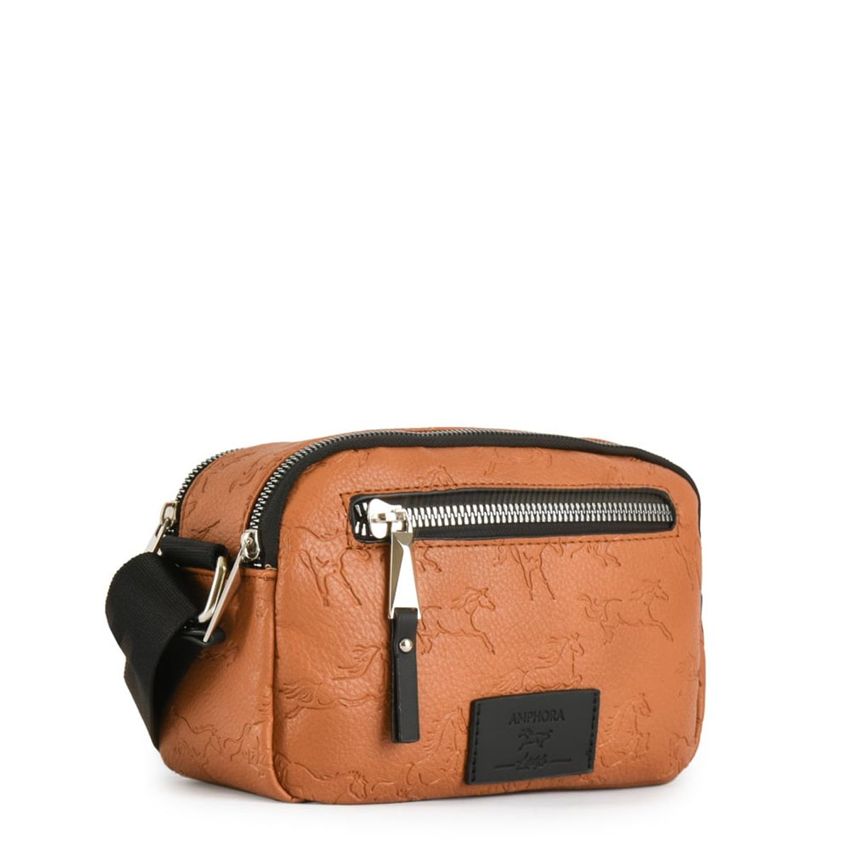 AMPHORA - Cartera Bandolera horses pequeña café