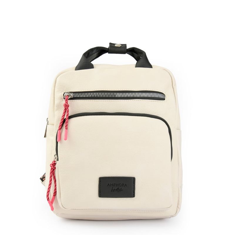 AMPHORA - Mochila Grande Poxy Blanco Crudo