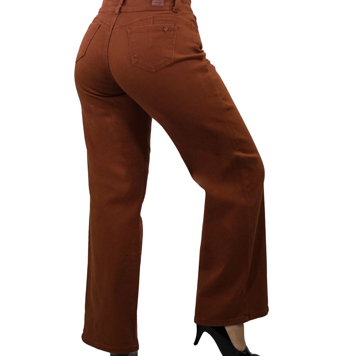 TENTATION - Jeans Wide Leg Bolsillo clasico Marron