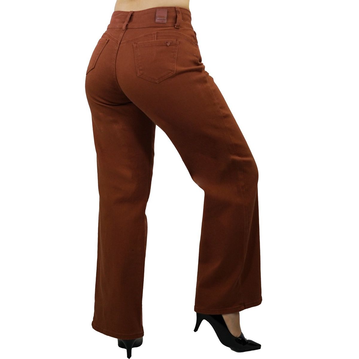 TENTATION - Jeans Wide Leg Bolsillo clasico Marron