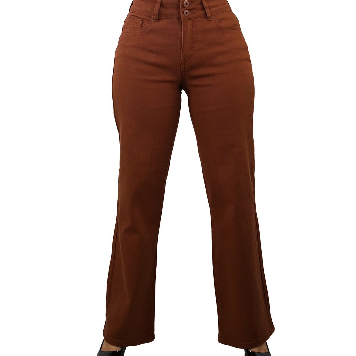 TENTATION - Jeans Wide Leg Bolsillo clasico Marron
