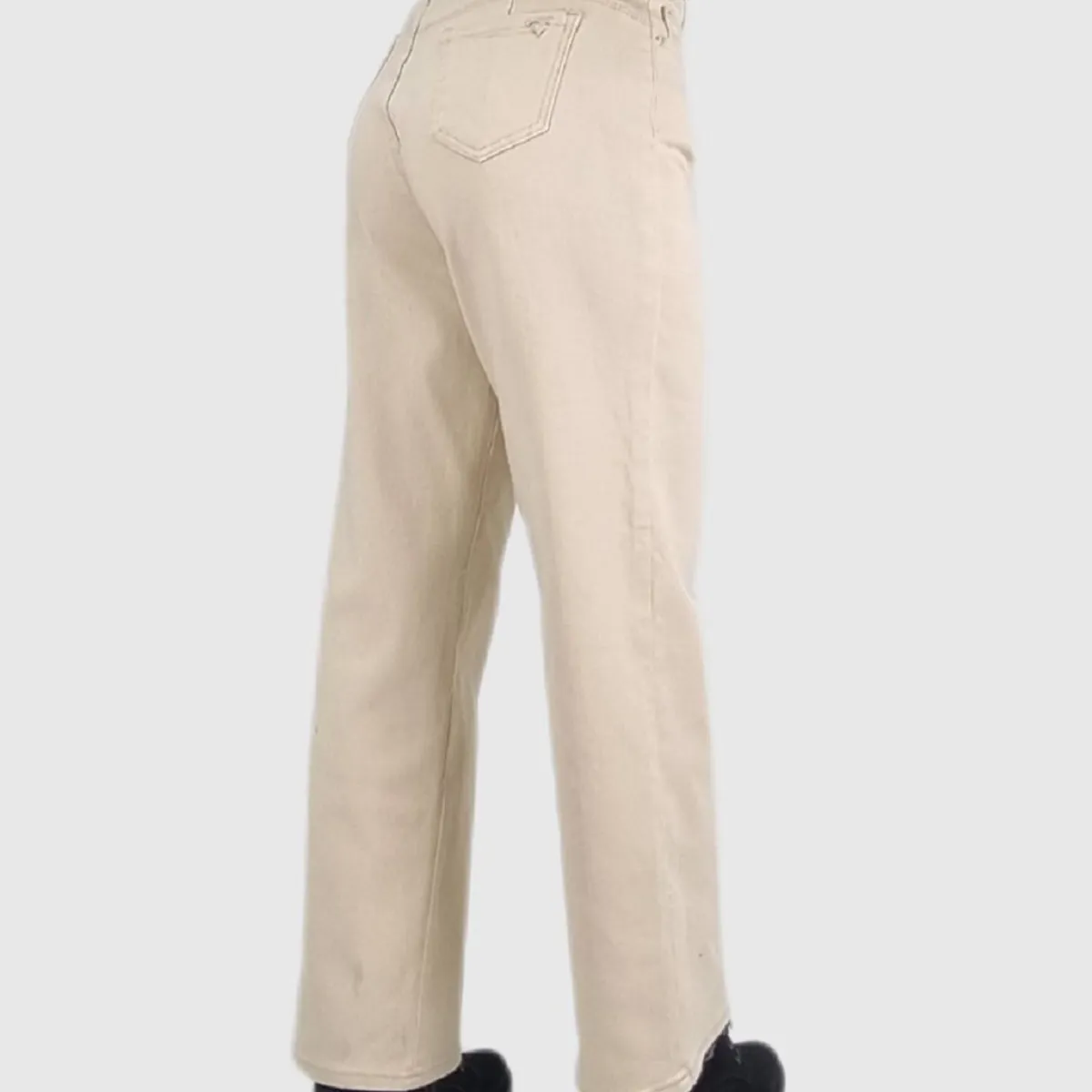 TENTATION - Jeans Wide Leg Bolsillo Clasico Beige