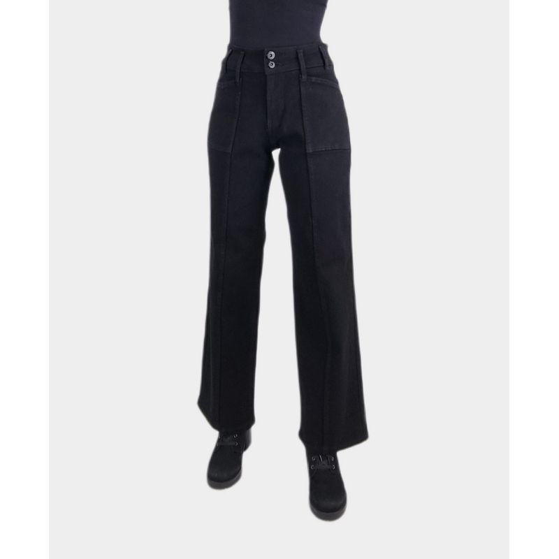 TENTATION - Jeans Wide Leg Bolsillo Cargo Negro