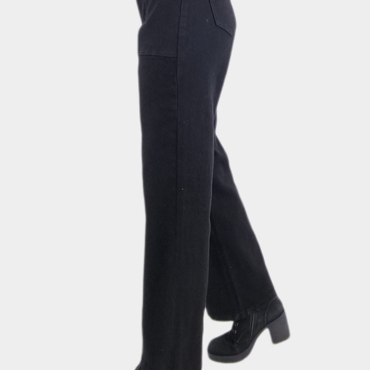 TENTATION - Jeans Wide Leg Bolsillo Cargo Negro