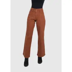 TENTATION - Jeans Wide Leg Bolsillo Cargo Marron