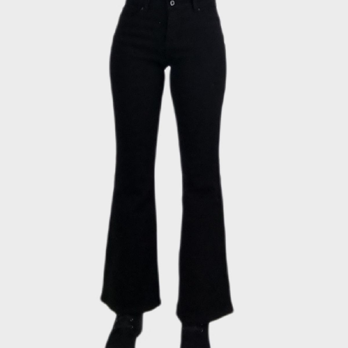 TENTATION - Jeans Flare Bottom Tiro Alto Black