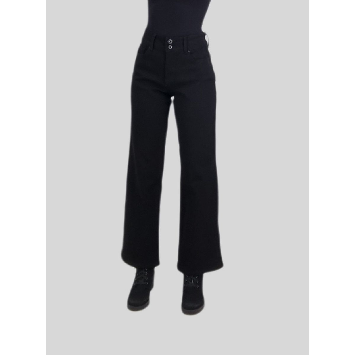 TENTATION - Jeans Wide Leg Bolsillo clasico Black