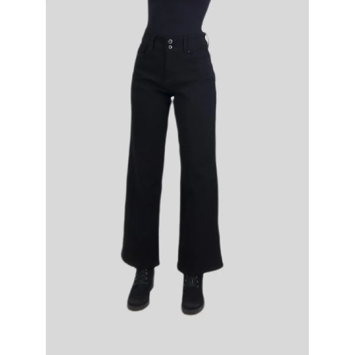 TENTATION - Jeans Wide Leg Bolsillo clasico Black