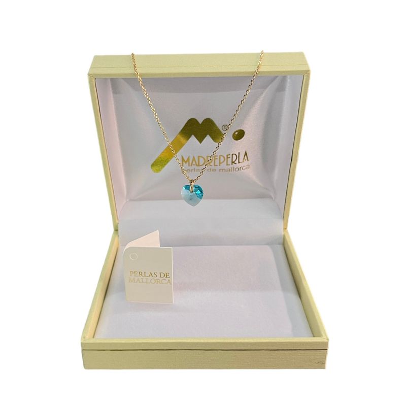 MALLORCA - Collar Corazón Enchapado en oro hecho con Cristal Swarovski Turquesa