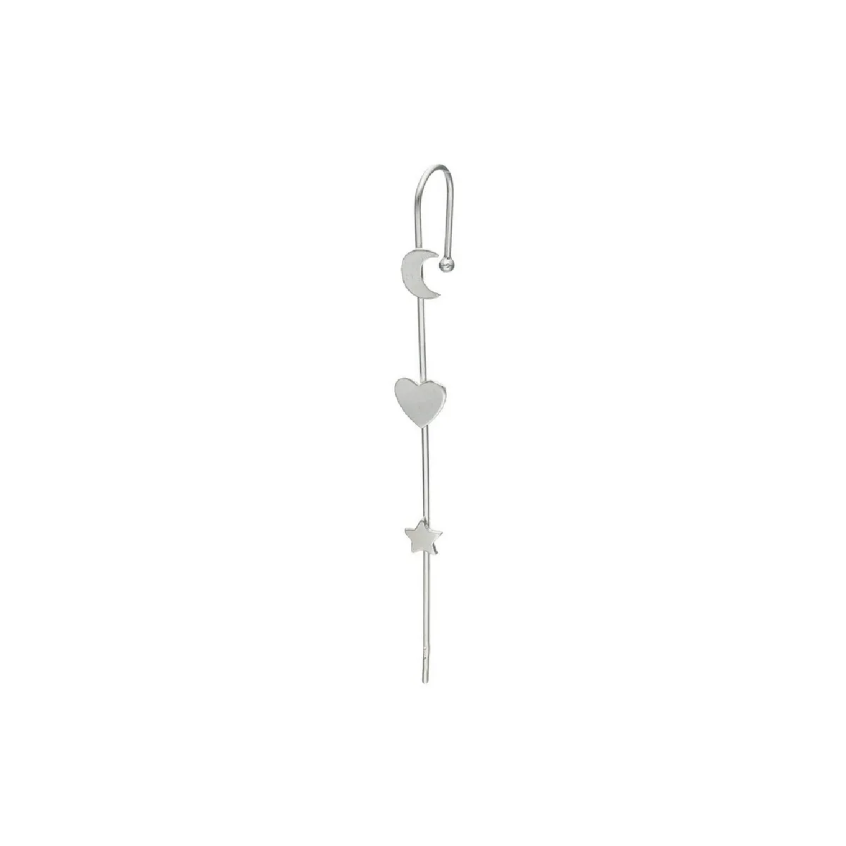 SILVER HEART - Aro Bidu Media Luna, Corazón y Estrella en Plata Fina 925 SILVER HEART