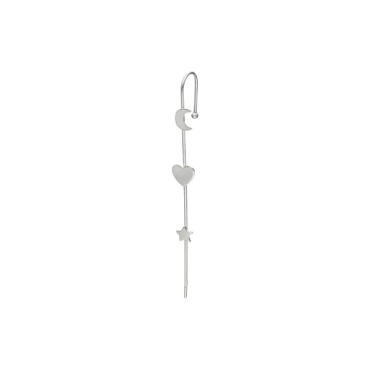 SILVER HEART - Aro Bidu Media Luna, Corazón y Estrella en Plata Fina 925 SILVER HEART
