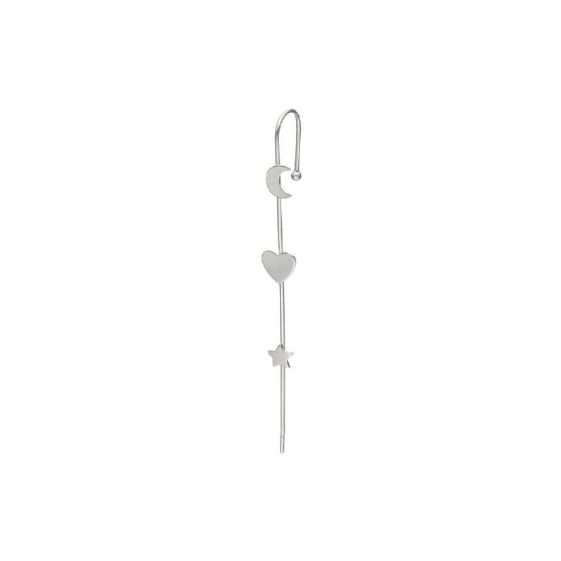 SILVER HEART - Aro Bidu Media Luna, Corazón y Estrella en Plata Fina 925 SILVER HEART