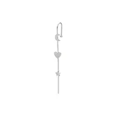 SILVER HEART - Aro Bidu Media Luna, Corazón y Estrella en Plata Fina 925