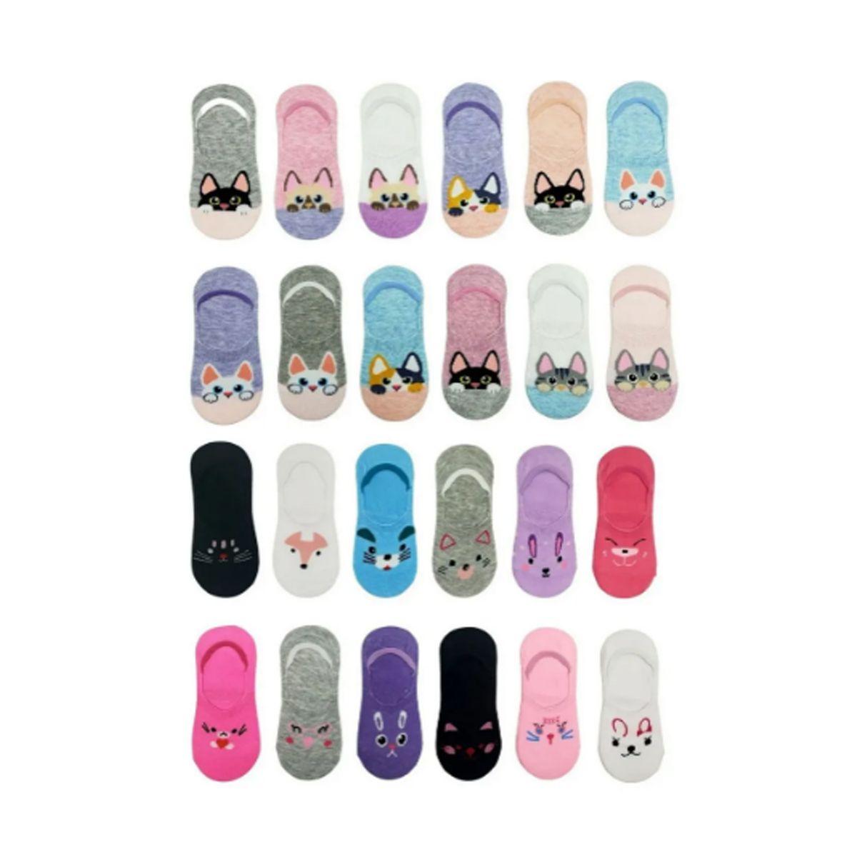 EVERSO - Pack 12 Calcetín Niña Invisible Con Diseño