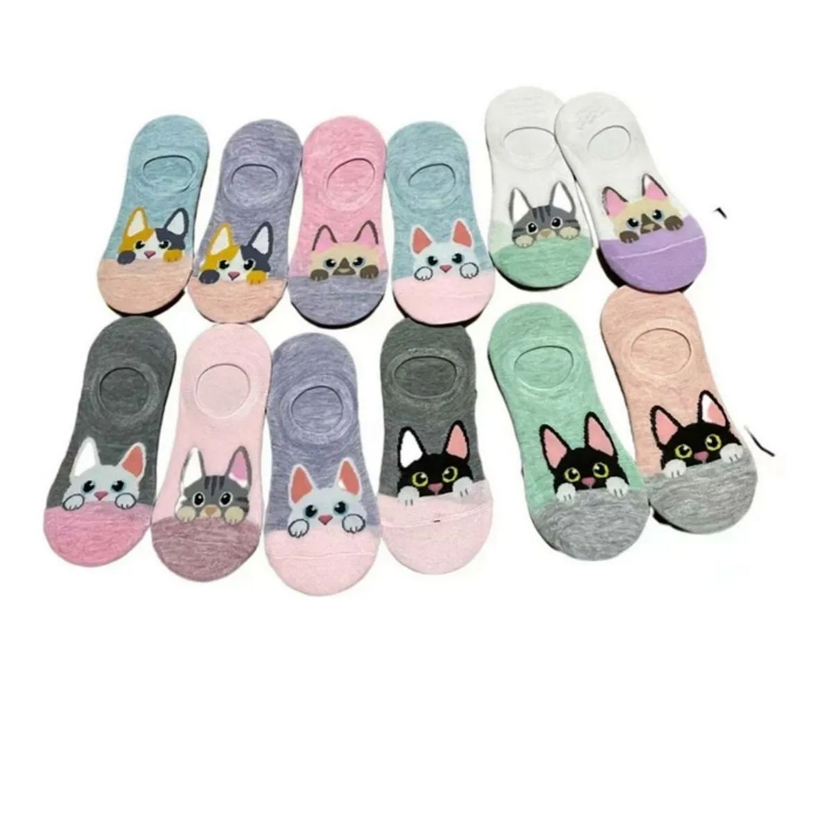 EVERSO - Pack 12 Calcetín Niña Invisible Con Diseño