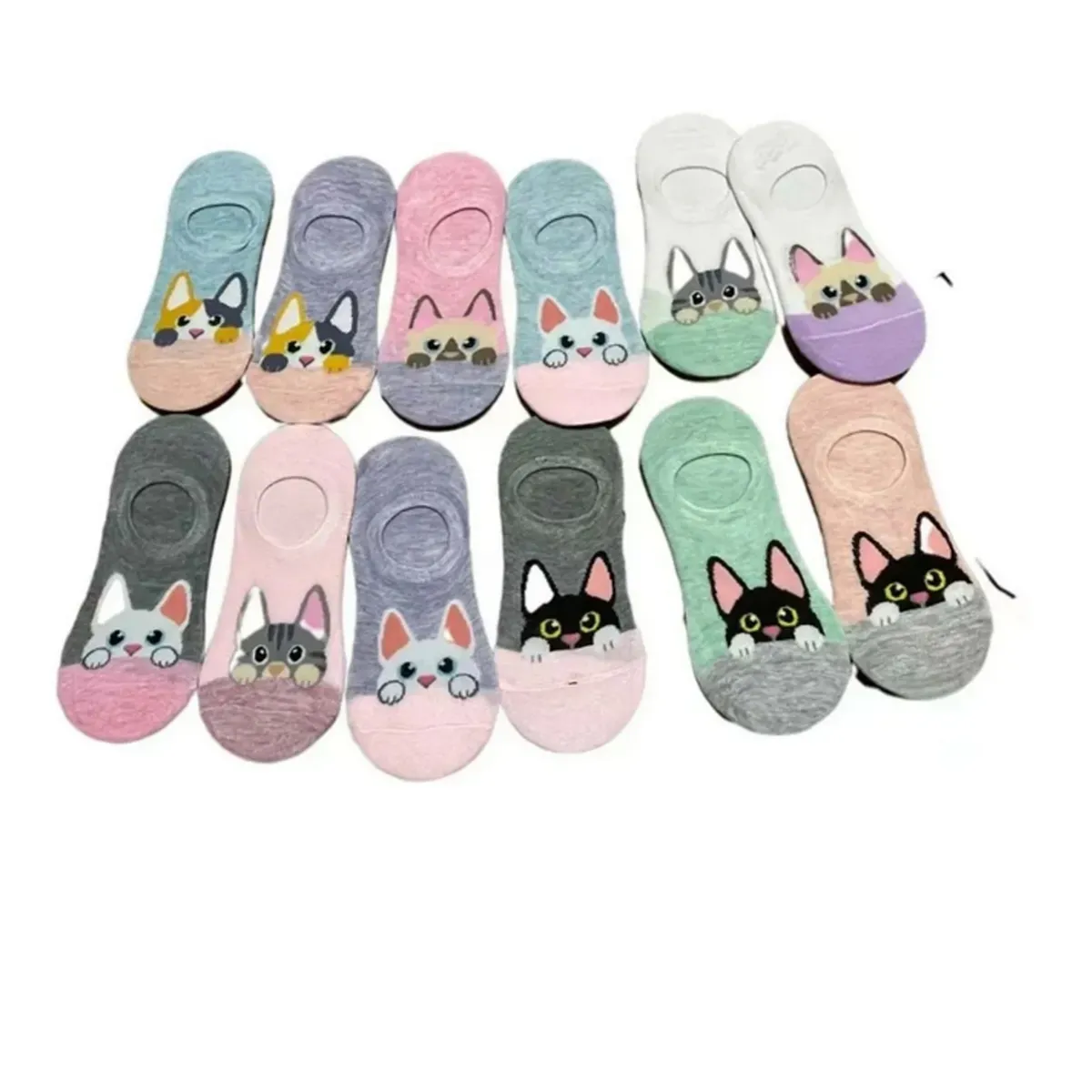 EVERSO - Pack 12 Calcetín Niña Invisible Con Diseño