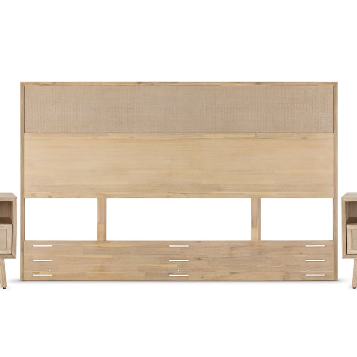 ROSEN - Set Respaldo King + Veladores Halsey Rosen Madera-Rattán