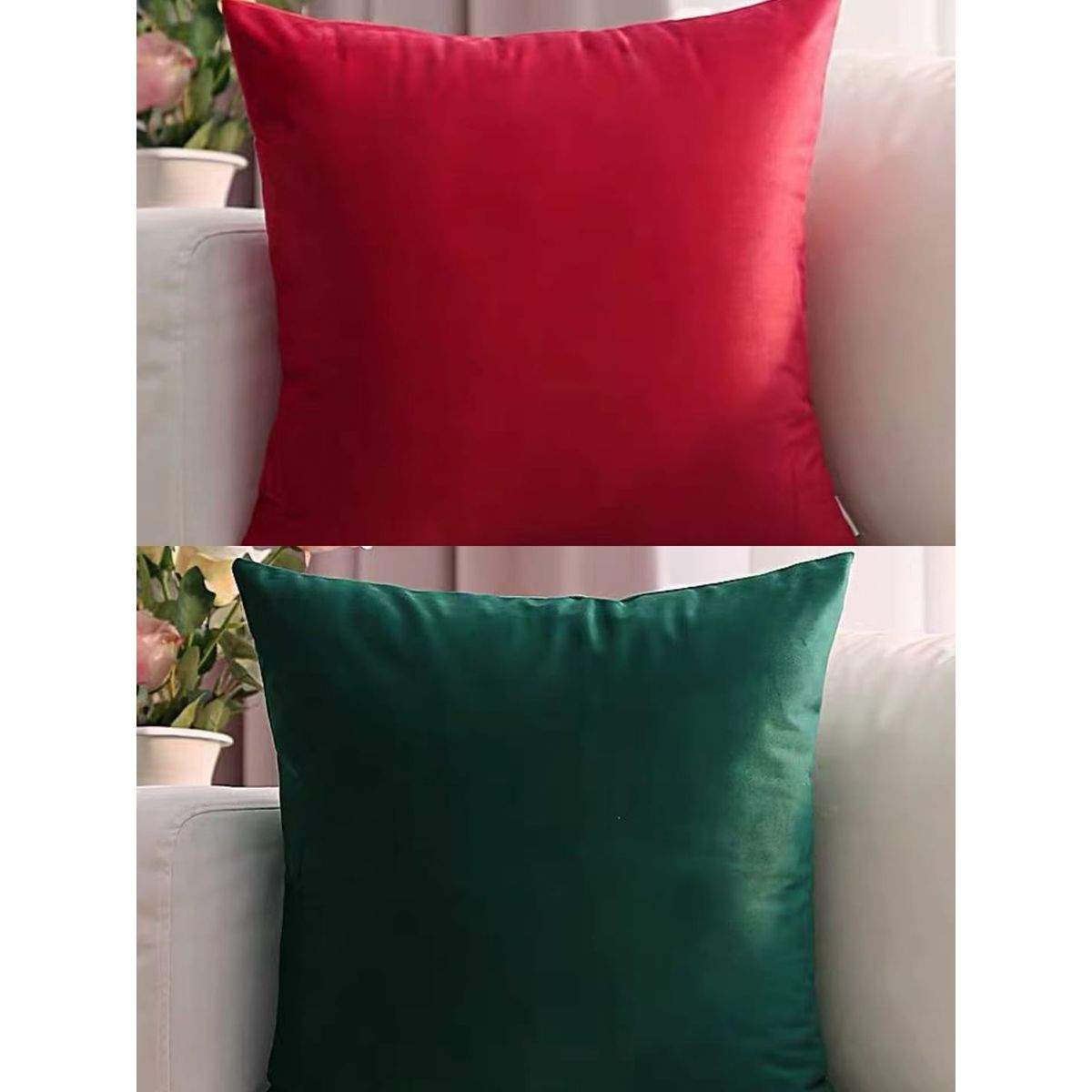GENERICO - Fundas de cojín para navidad - Rojo y Verde pack 4