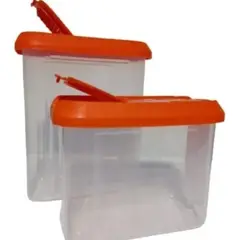 GENERICO - Set 2 Dispensadores De Cereales Contenedores Alimento Plástico Naranja