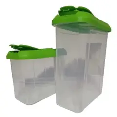 GENERICO - Set 2 Dispensadores De Cereales Contenedores Alimento Plástico Verde