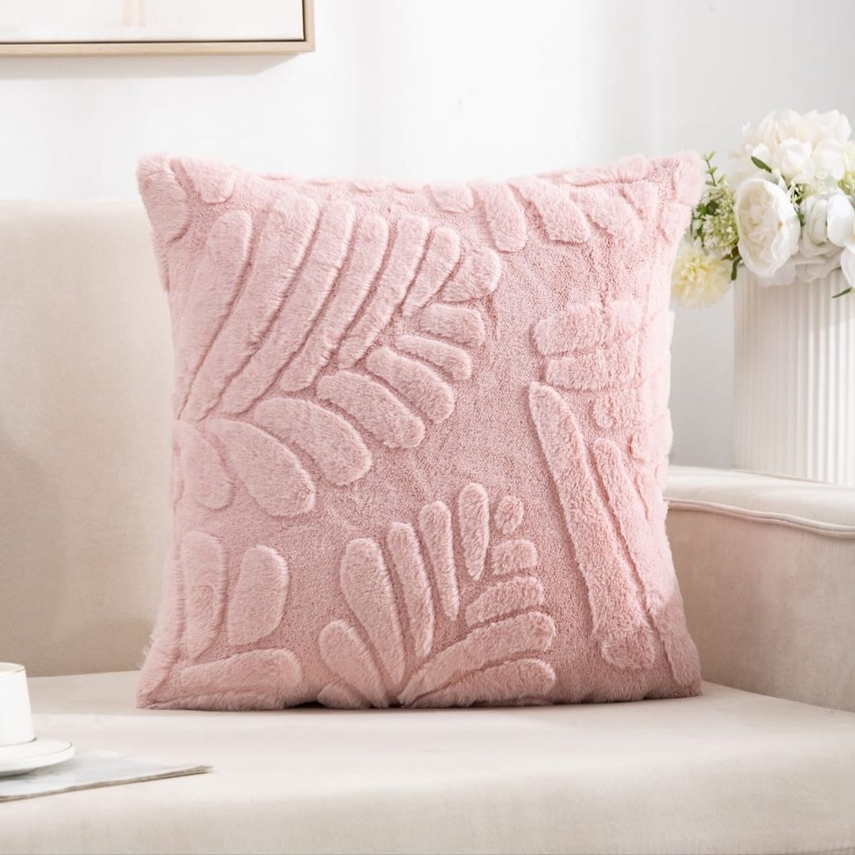 GENERICO - Fundas de cojín Hojas terciopelo pack 4 surtido