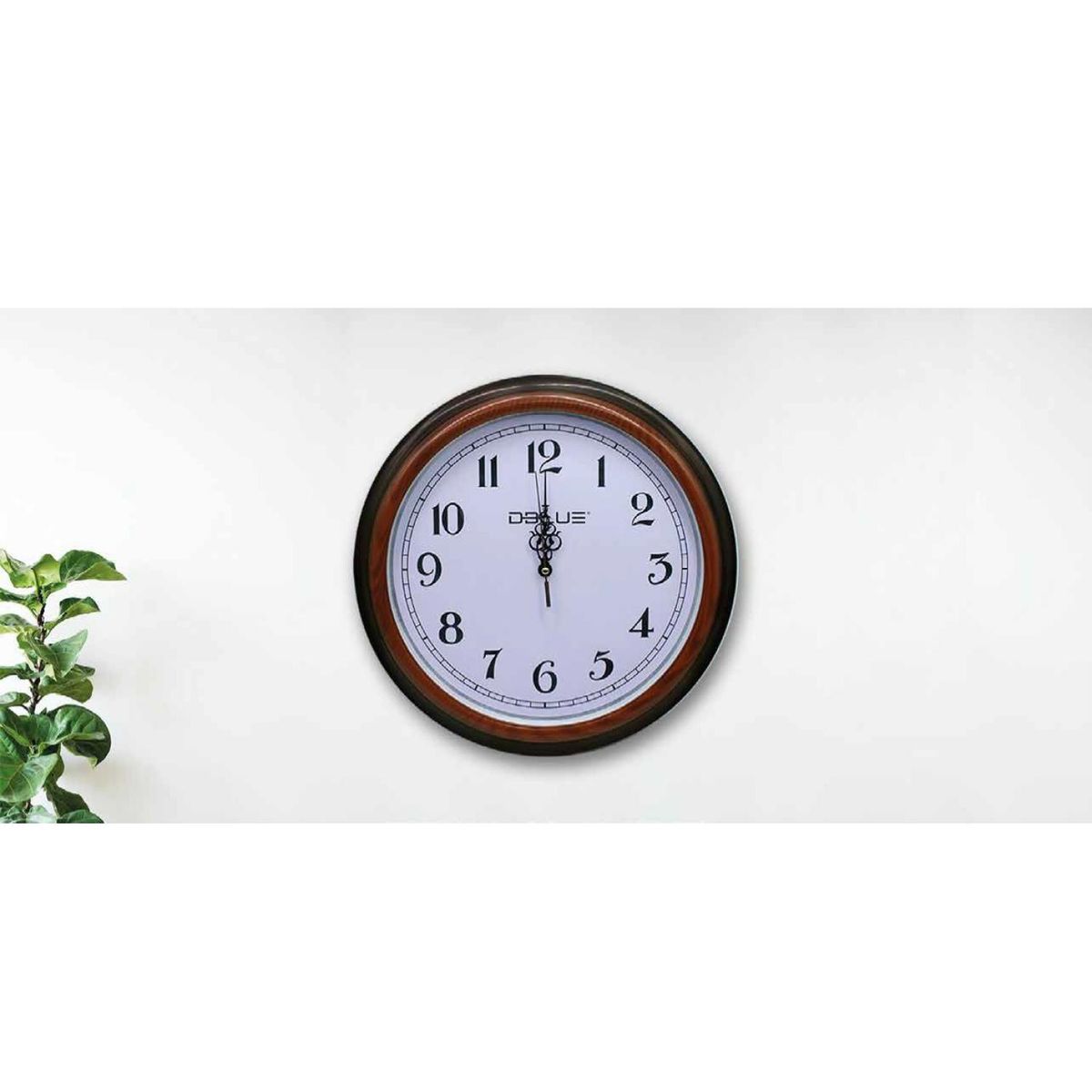 DBLUE - Reloj de Pared Decorativo Diámetro 39cm Borde Café Madera