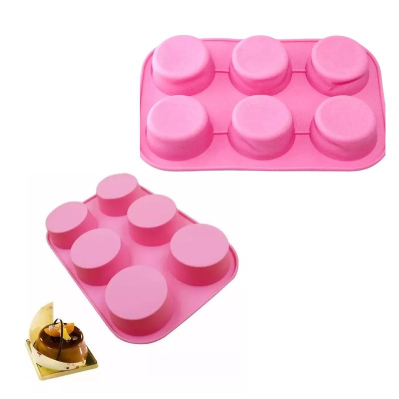 GENERICO - Molde Bandeja Para 6 Queques De Silicona Repostería Cocina
