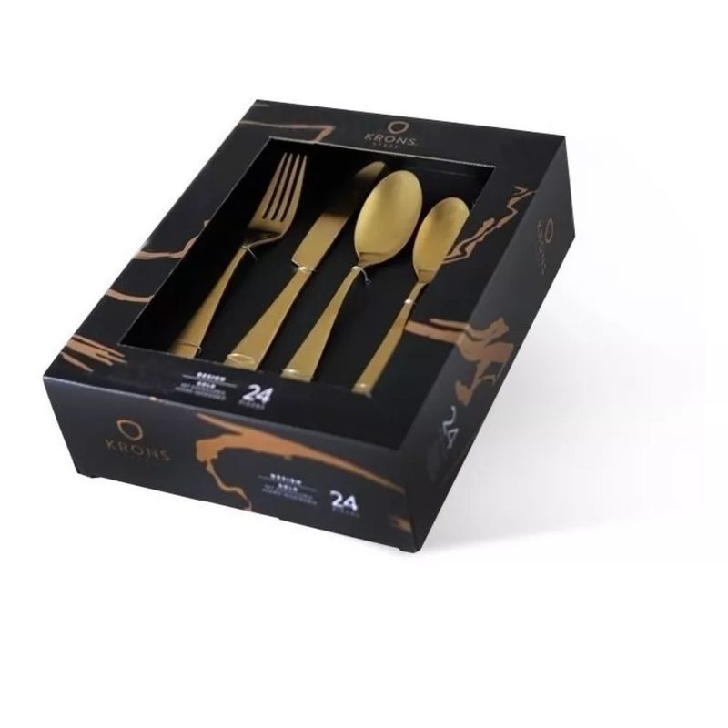 KRONS - Set De Cuchillería De 24 Piezas Gold Krons Cocina