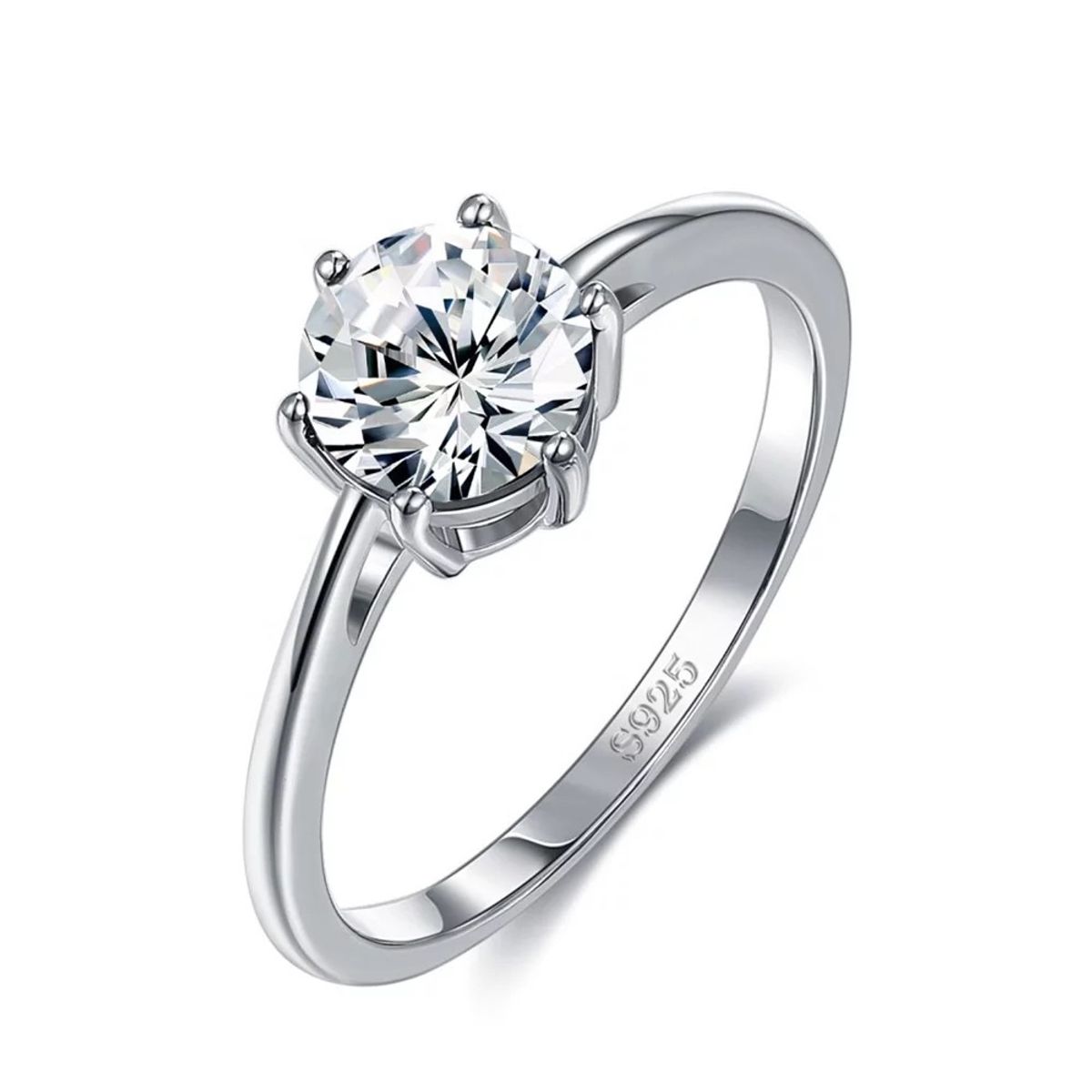 GENERICO - Anillo De Plata 925 Compromiso Con Piedra De Cristal.