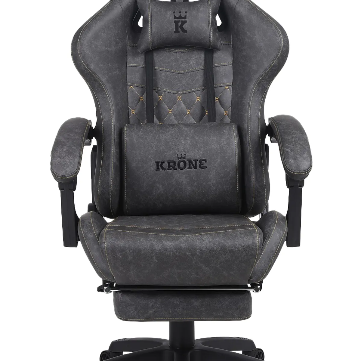 KRONE GAMING - Silla Gamer Escritorio Oficina Krone XL Masajeador y Apoyapiés - Gris