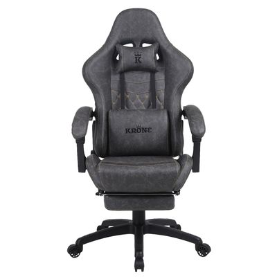 Imagen 2 del producto Silla Gamer Escritorio Oficina Krone XL Masajeador y Apoyapiés - Gris