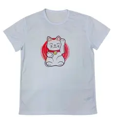 GENERICO - Polera Blanca Lucky Cat Unisex