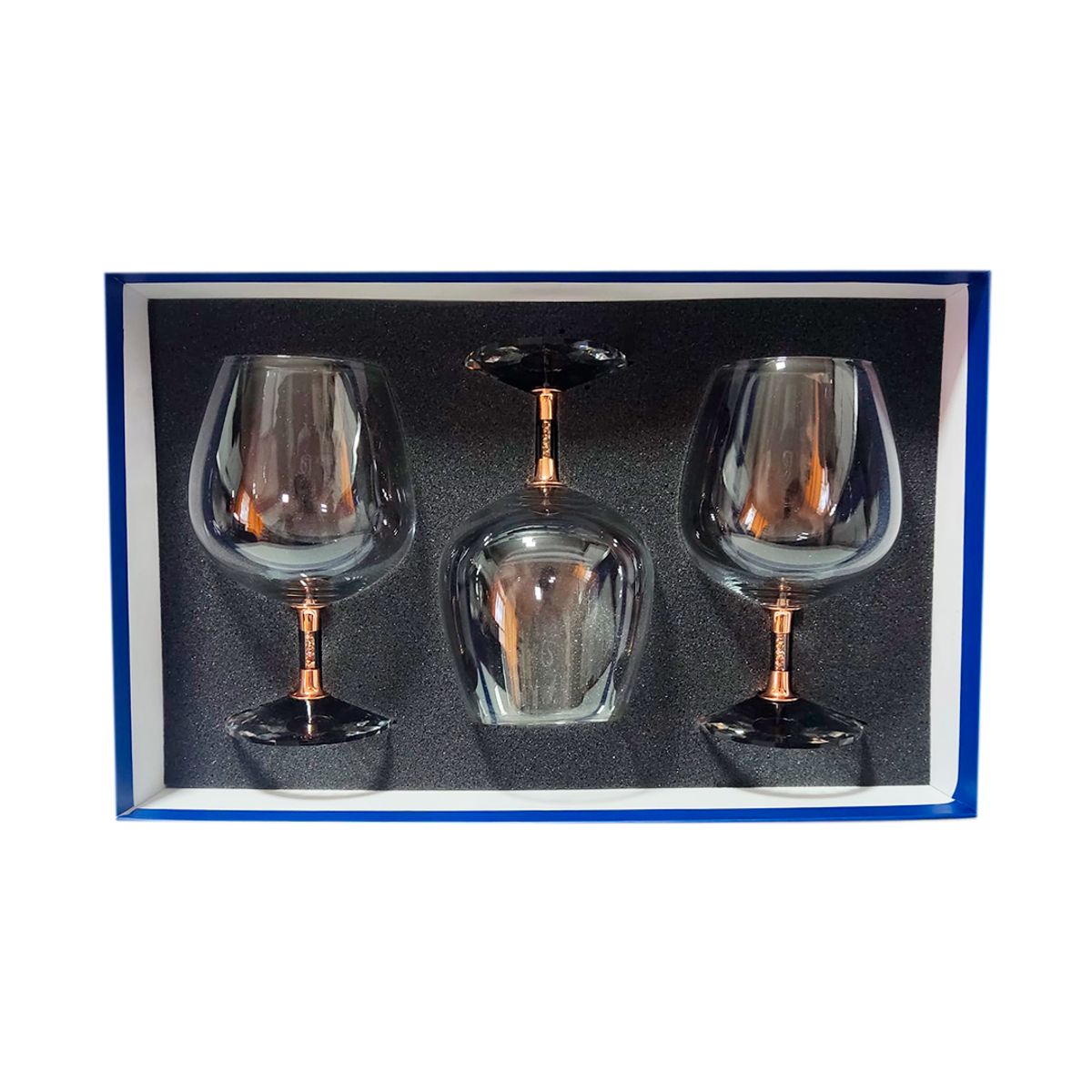 PERFECT CLASS - Set 3 Copas Coñac Pie Cobrizado 600ml