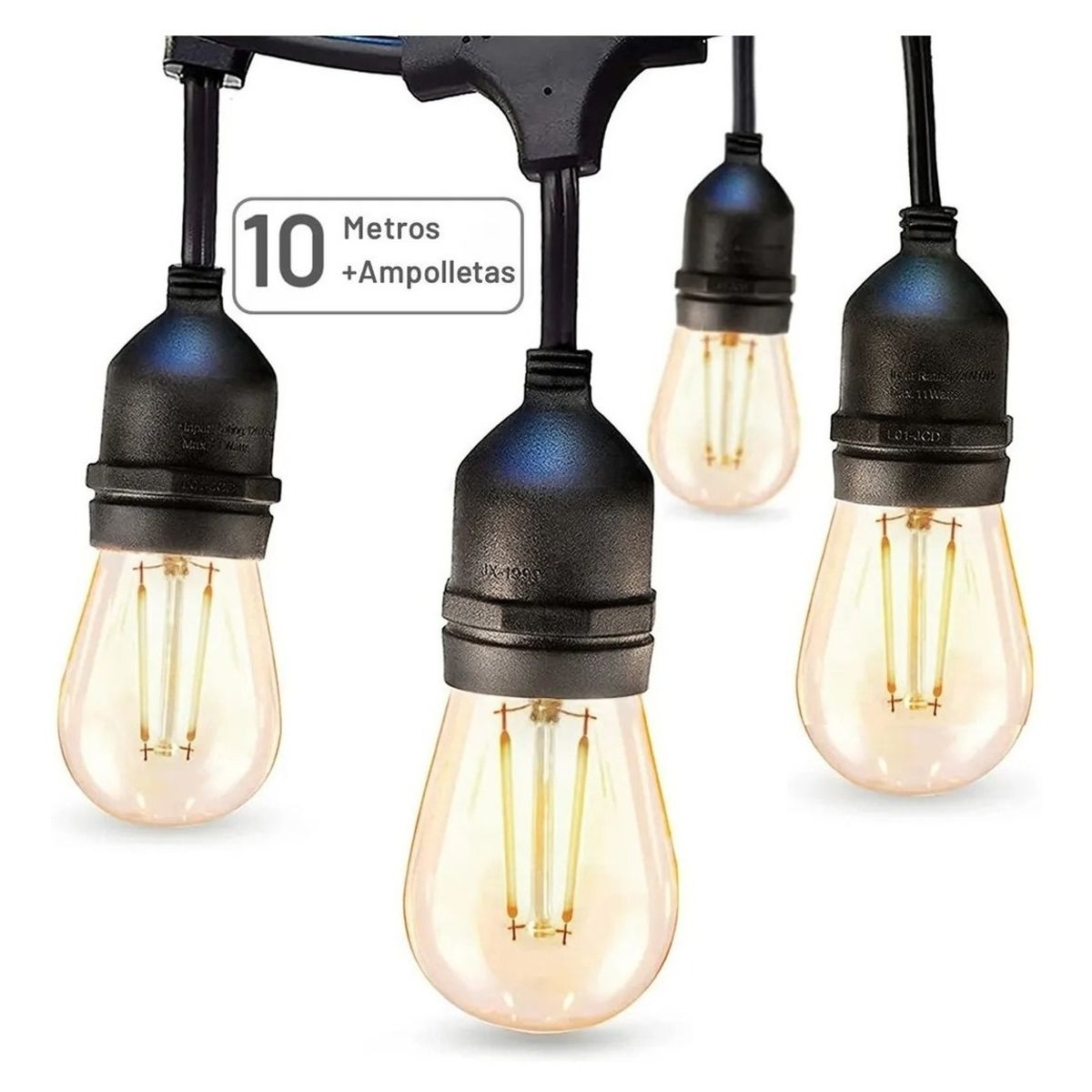 GENERICO - Guirnalda Corriente Impermeable10 Metros Extensible + 10 Ampolletas