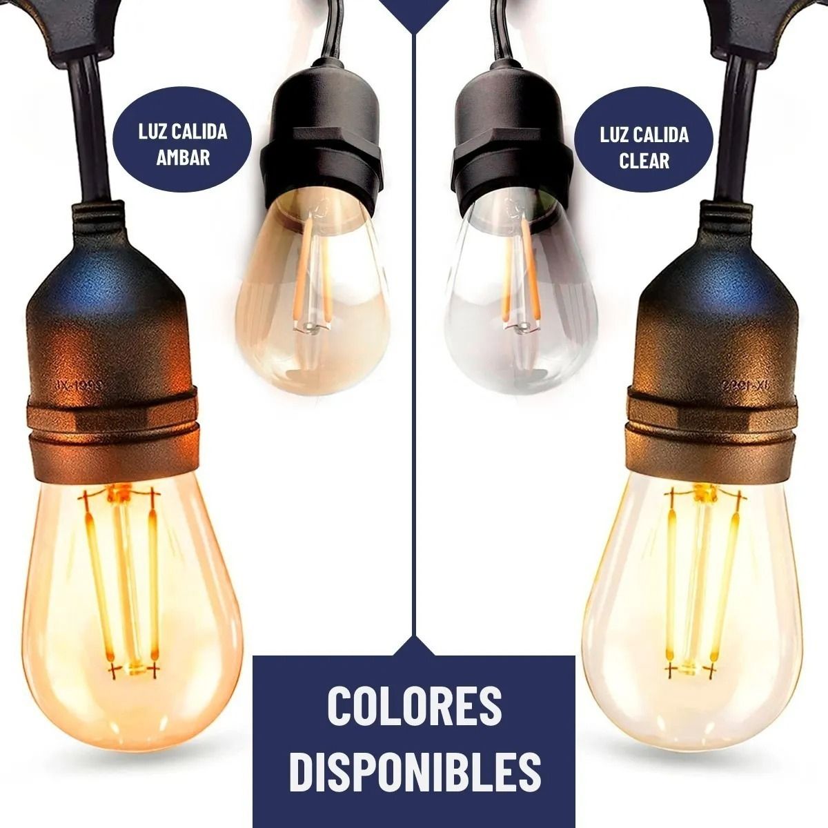 GENERICO - Guirnalda Corriente Impermeable10 Metros Extensible + 10 Ampolletas