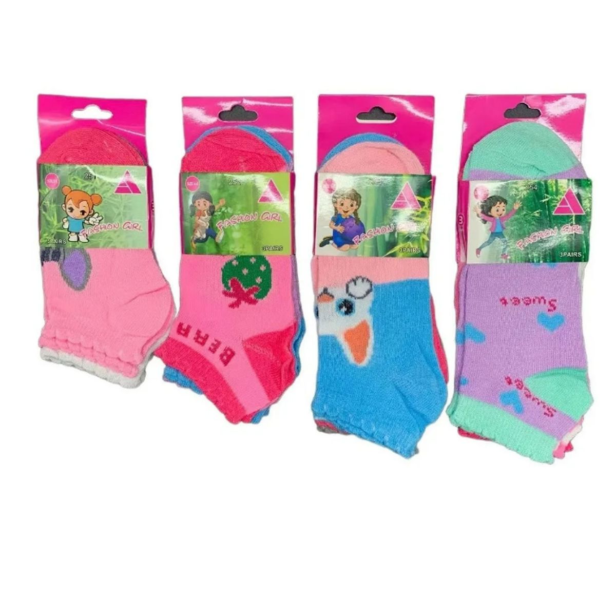 EVERSO - Pack 12 Calcetines De Niña Tobillera Algodón Talla 2 A 10