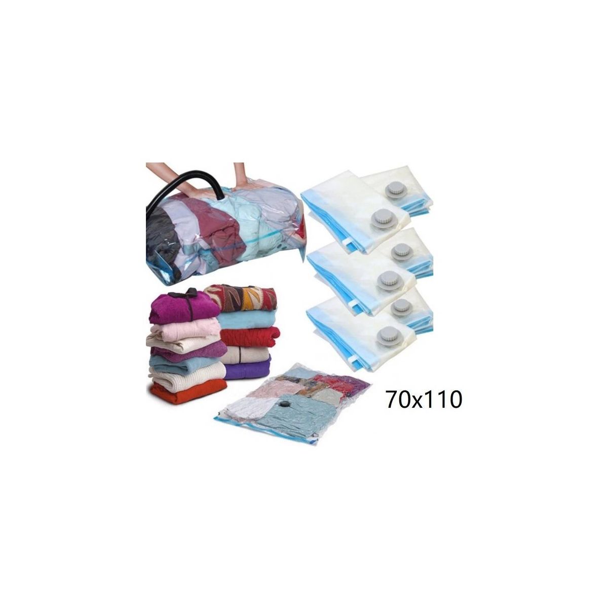 GENERICO - Pack 12 Bolsas Al Vacio Comprimir Ropa Ahorra Espacio 70cm X 100cm