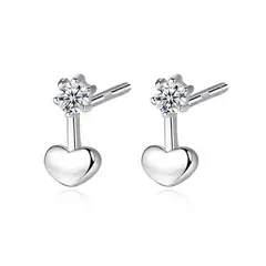 SILVER HEART - Aros Modelo Corazón y Circón en Plata Fina 925