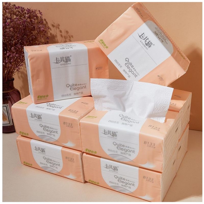 GENERICO - 10 x Pañuelo Facial Desechable 4 Hojas 440uni naranja