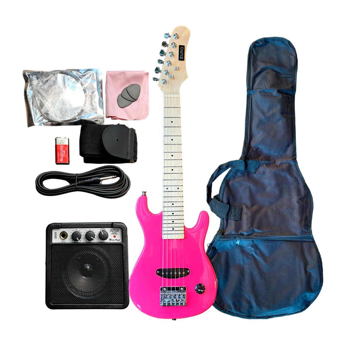 EURO - Pack guitarra electrica niña marca Euro con ampli 5 WATTS.
